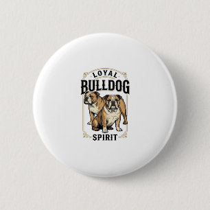 Bulldog Vintage T-shirt Twin Bulldogs Graveren Tee Ronde Button 5,7 Cm