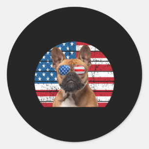 Bulldog voor kinderen jongens Mannen 4 juli franse Ronde Sticker