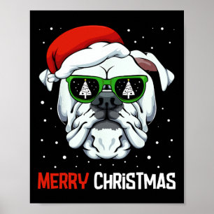Bulldog Vrolijk Kerstfeest Pyjama Schattige Hond S Poster