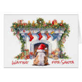 Bulldog wachten op Kerstmis open haard (Voorkant Horizontaal)