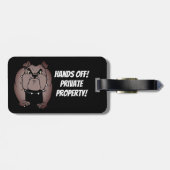 Bulldog Warning Bagagelabel met lederen riem (Achterkant horizontaal)