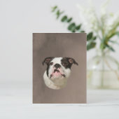 Bulldog Water Color Art Painting Briefkaart (Staand voorkant)