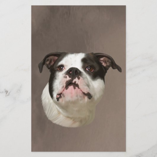 Bulldog Water Color Art Painting Briefpapier (Voorkant)