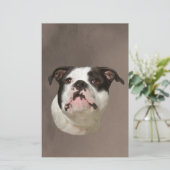 Bulldog Water Color Art Painting Briefpapier (Staand voorkant)