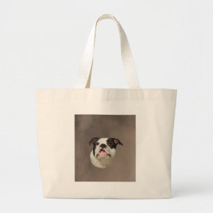 Bulldog Water Color Art Painting Grote Tote Bag