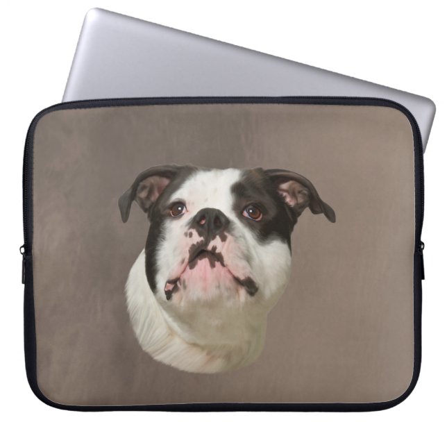Bulldog Water Color Art Painting Laptop Sleeve (Voorkant)