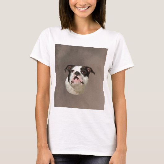 Bulldog Water Color Art Painting T-shirt (Voorkant)