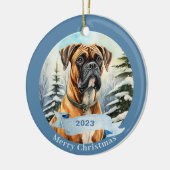 Bulldog Waterverf Dog Kerstmis Keramisch Ornament (Links)