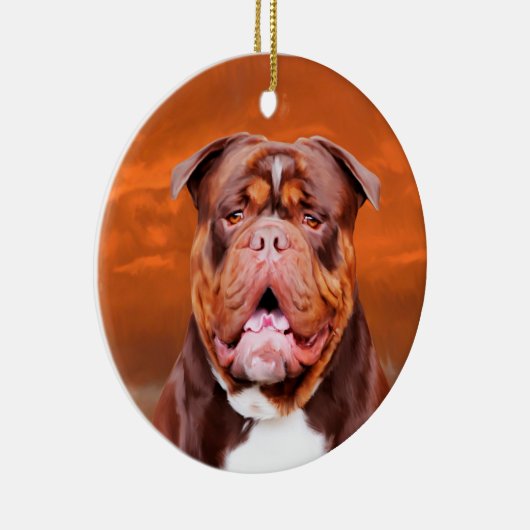 Bulldog Waterverf Kunstportret Keramisch Ornament (Rechts)