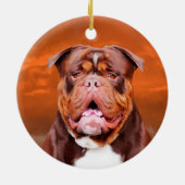 Bulldog Waterverf Kunstportret Keramisch Ornament (Achterkant)