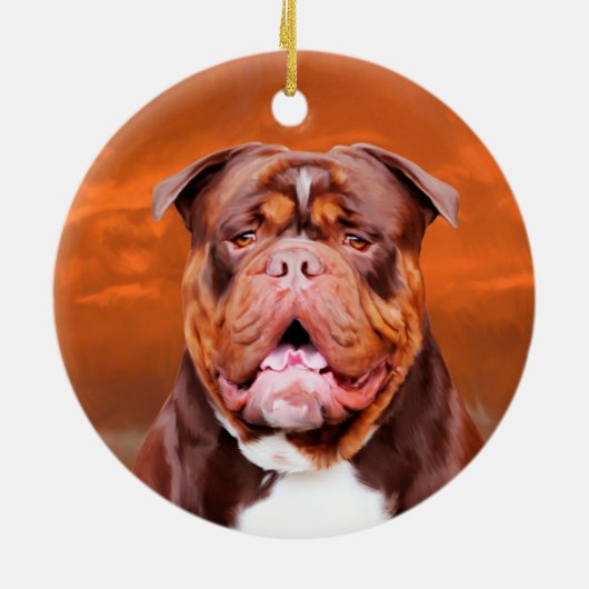 Bulldog Waterverf Kunstportret Keramisch Ornament (Achterkant)