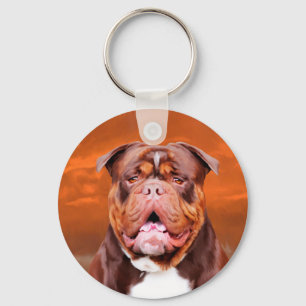 Bulldog Waterverf Kunstportret Sleutelhanger