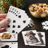 Bulldog Wearing a Fedora Pokerkaarten (Insitu)