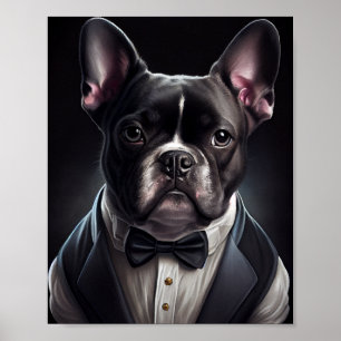 Bulldog Wearing Tuxedo Poster