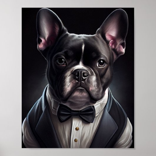 Bulldog Wearing Tuxedo Poster (Voorkant)