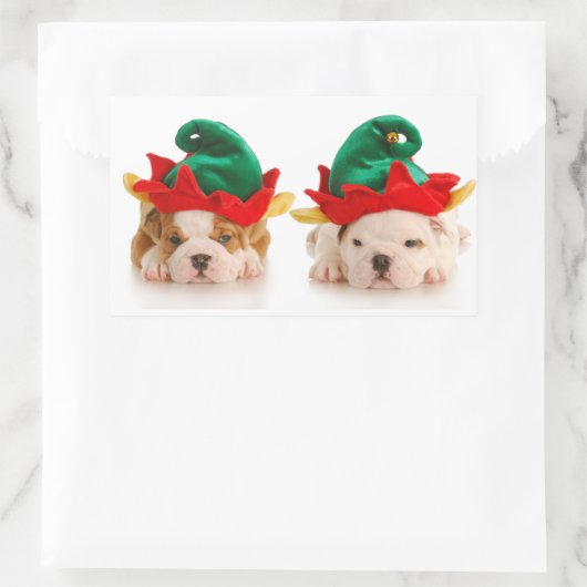 BULLDOG WELPJES ALS ELFEN AANVRAAG STICKER (Tas)