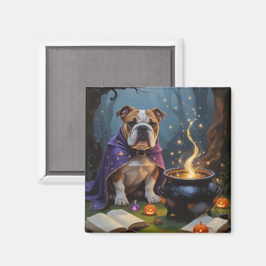 Bulldog Whimsical Halloween Schilderij Magneet (Voorkant / Achterkant)