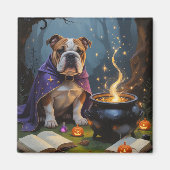 Bulldog Whimsical Halloween Schilderij Magneet (Voorkant)