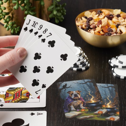 Bulldog Whimsical Halloween Schilderij Pokerkaarten (Insitu)