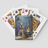 Bulldog Whimsical Halloween Schilderij Pokerkaarten (Achterkant)