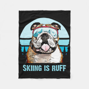 Bulldog Winter Skiën Is Ruff Ski Hondenliefhebber Fleece Deken