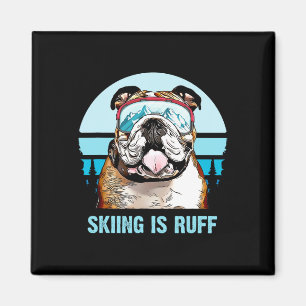 Bulldog Winter Skiën Is Ruff Ski Hondenliefhebber Magneet