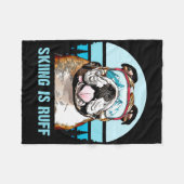 Bulldog Winter Skiing Is Ruff Ski Dog Lover Fleece Deken (Voorkant (Horizontaal))