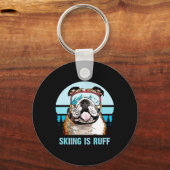 Bulldog Winter Skiing Is Ruff Ski Dog Lover Sleutelhanger (Voorkant)
