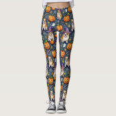 Bulldog Witch & Pumpkin Halloween Leggings (Voorkant)