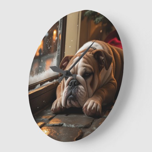 Bulldog with Christmas Lights Holiday Grote Klok (Hoek)