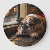 Bulldog with Christmas Lights Holiday Grote Klok