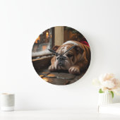 Bulldog with Christmas Lights Holiday Grote Klok (Huis)