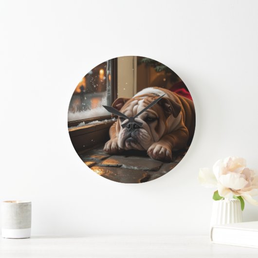 Bulldog with Christmas Lights Holiday Grote Klok (Huis)