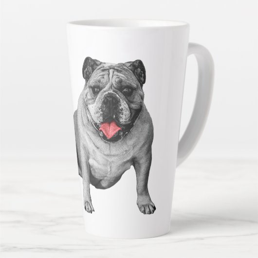 Bulldog with Playful Red Accents Latte Mok (Rechterhoek)
