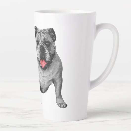 Bulldog with Playful Red Accents Latte Mok (Rechts)