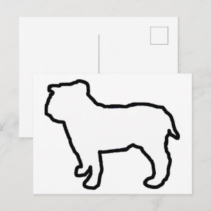 Bulldog Witte Silhouet Briefkaart
