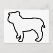 Bulldog Witte Silhouet Briefkaart (Voorkant)