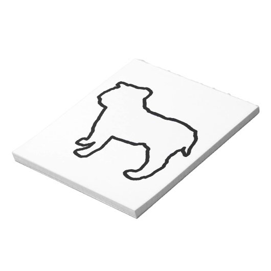 Bulldog Witte Silhouet Notitieblok (Linkerzijde)