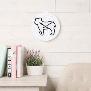 Bulldog Witte Silhouette Grote Klok