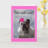 Bulldog wordt snel gezond wenskaart kaart (Gele Bloem)