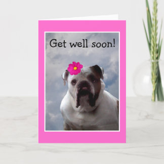 Bulldog wordt snel gezond wenskaart kaart