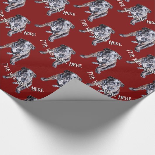 Bulldog Wrapping Paper Custom Dog kerstpaper Cadeaupapier (Hoek)