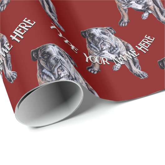 Bulldog Wrapping Paper Custom Dog kerstpaper Cadeaupapier (Rol Hoek)