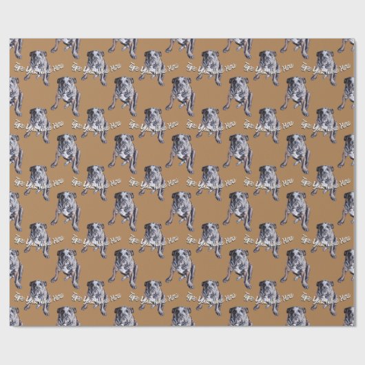 Bulldog Wrapping Paper Custom Dog kerstpaper Cadeaupapier (Vlak)