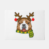 Bulldog Xmas Rendier Horns Hondenliefhebber Kerst Deurmat (Voorkant)