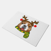 Bulldog Xmas Rendier Horns Hondenliefhebber Kerst Deurmat (Schuin)