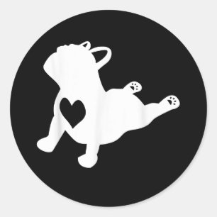 Bulldog Yoga Pose Love Heart Workout Gift Ronde Sticker