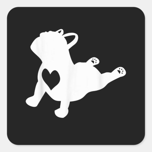Bulldog Yoga Pose Love Heart Workout Gift Vierkante Sticker (Voorkant)