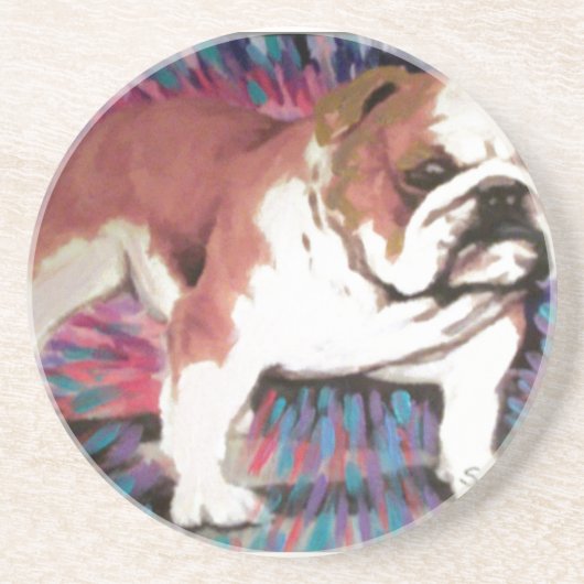 Bulldog Zandsteen Onderzetter (Voorkant)