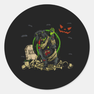 Bulldog Zombie Hond Grappige Zombie Hond Halloween Ronde Sticker